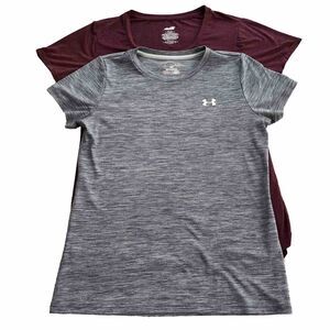 2- Women's Athletic Workout T-Shirt Medium Solid Purple And Gray. Make An Offer!